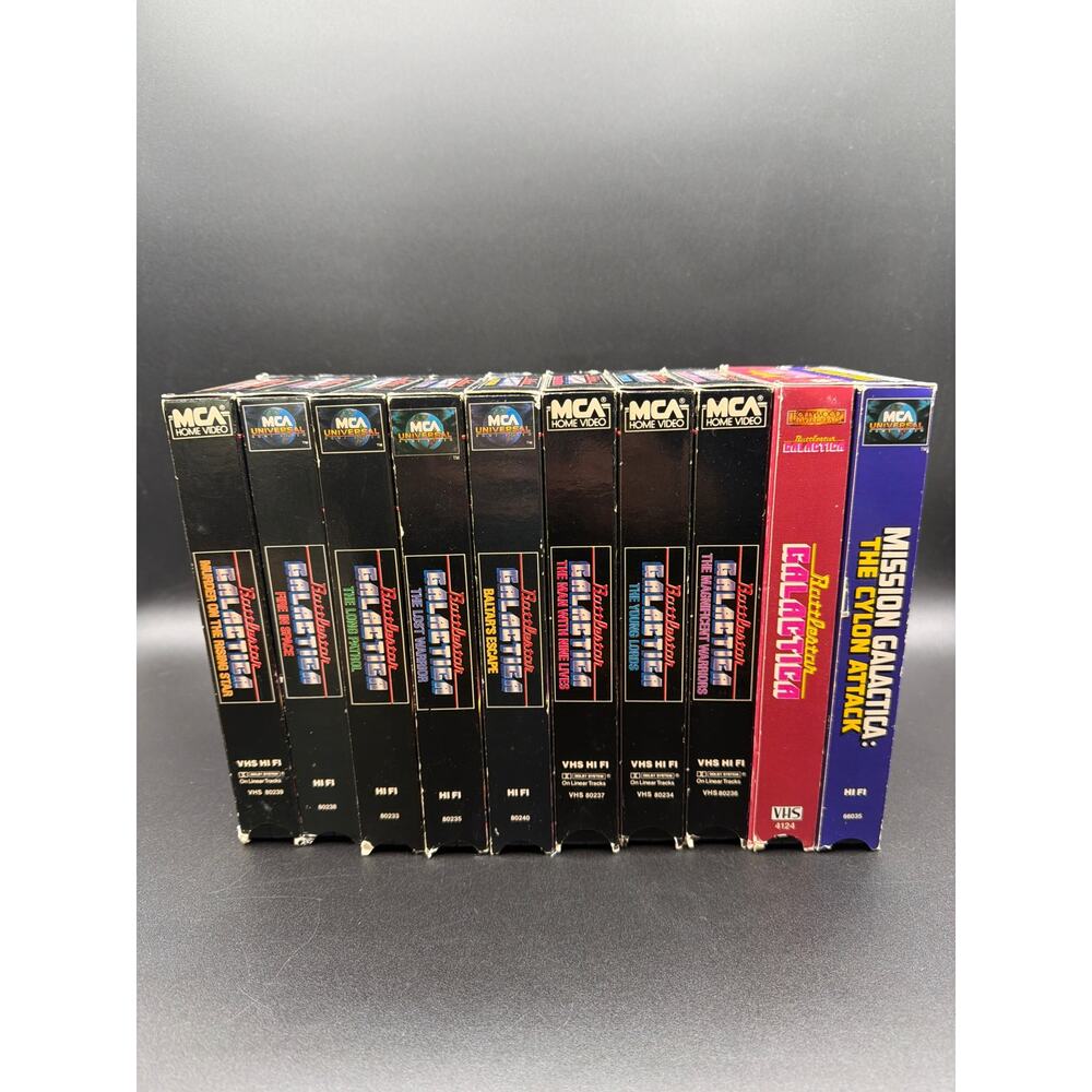 Battlestar Galactica VHS Lot of 11 Original Season 1 + 2 Movies Tested near mint